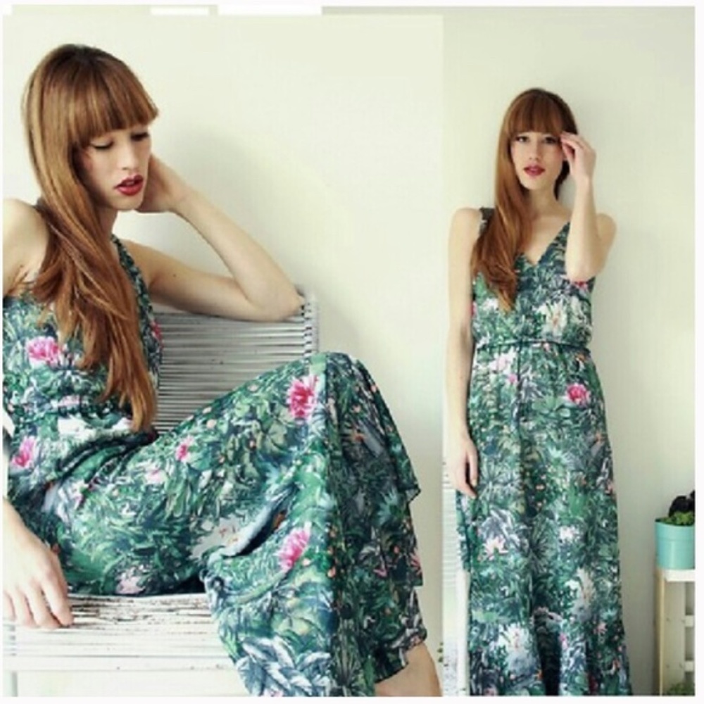 H&M Conscious Collection Tropical Print Maxi Dress